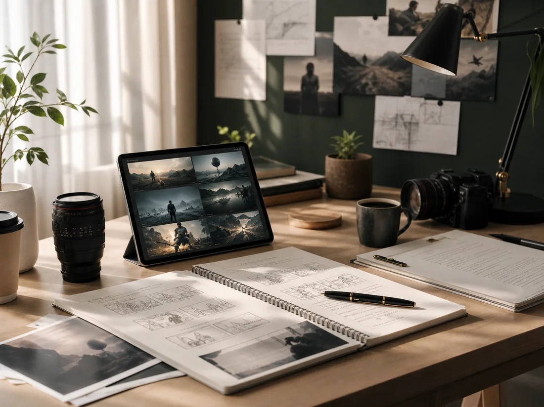 Creator script and video drafting desk