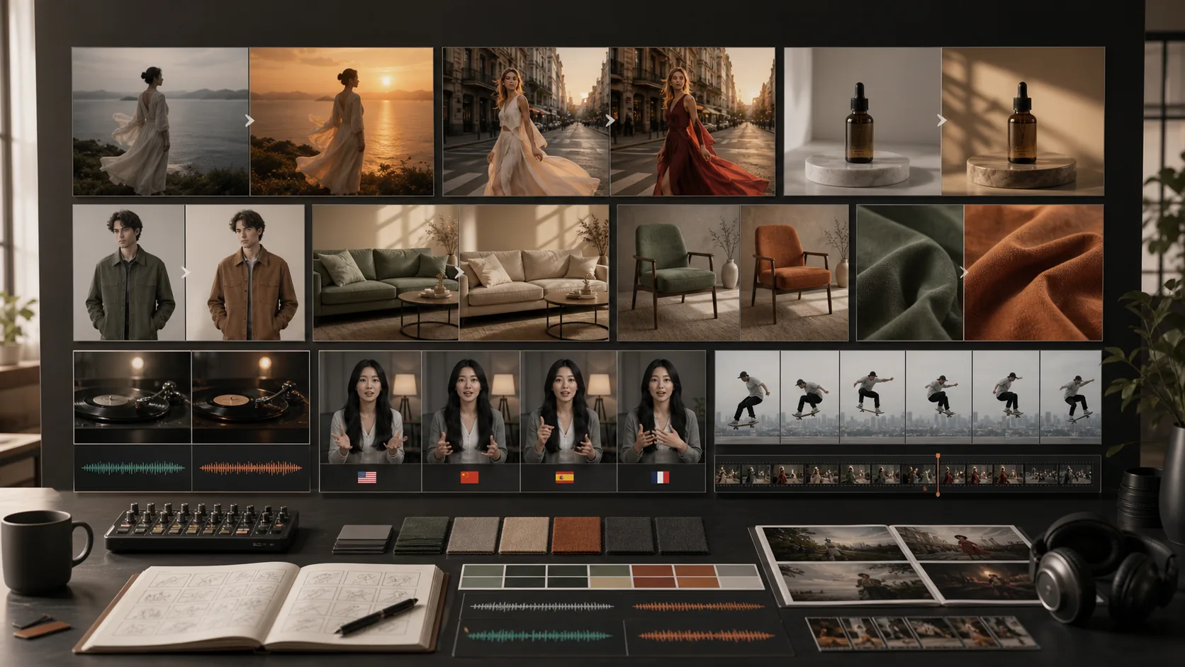 HappyHorse video editing workflow with source frames, output variations, and color cards