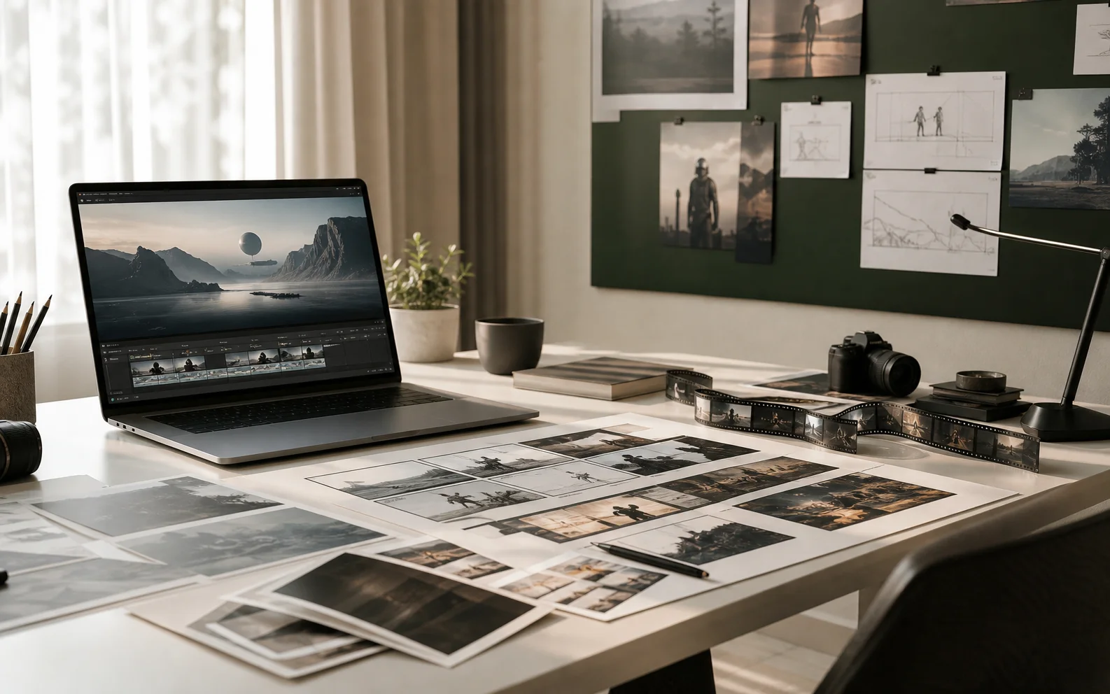 Cinematic AI video storyboard workspace