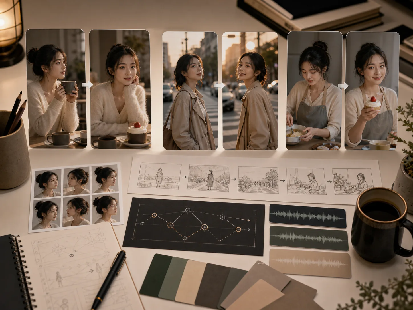 Wan social video planning with vertical keyframe pairs and transition diagrams