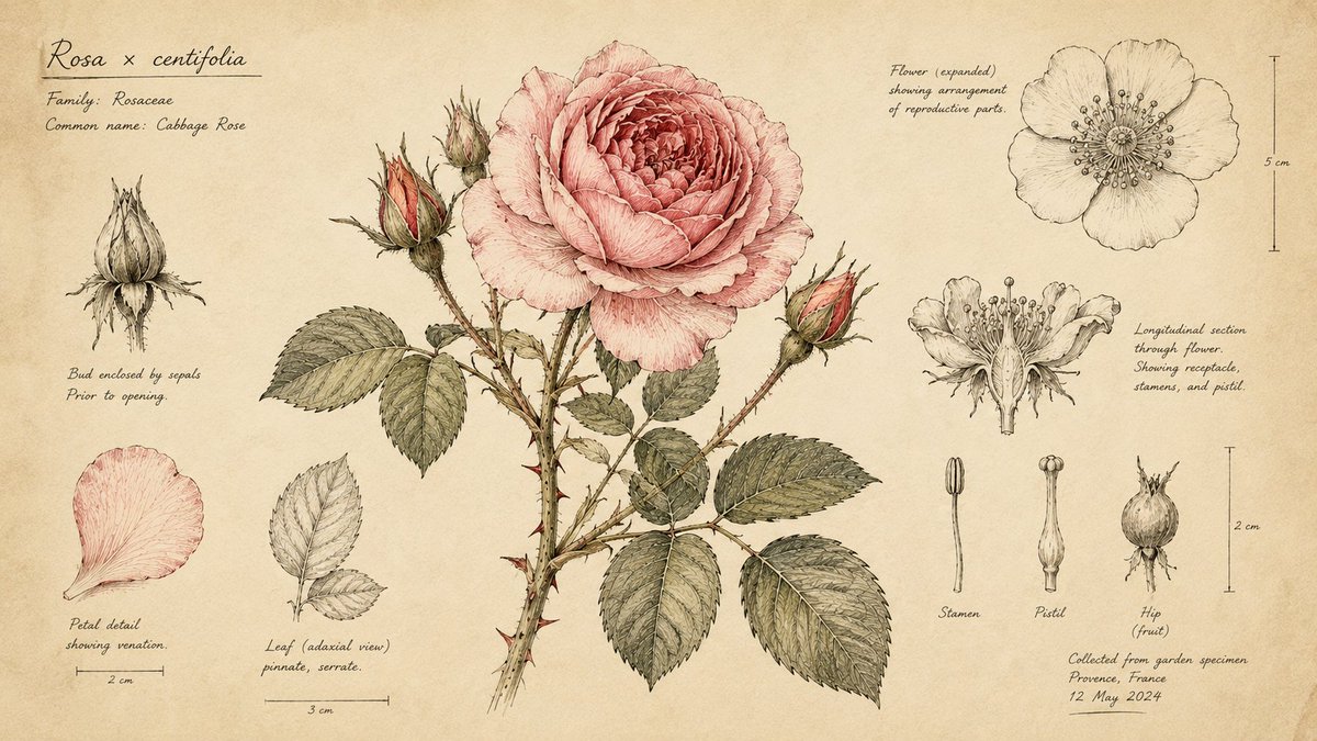 Hand-drawn botanical illustration of [plant/flower], delicate ink outlines, fine pencil...