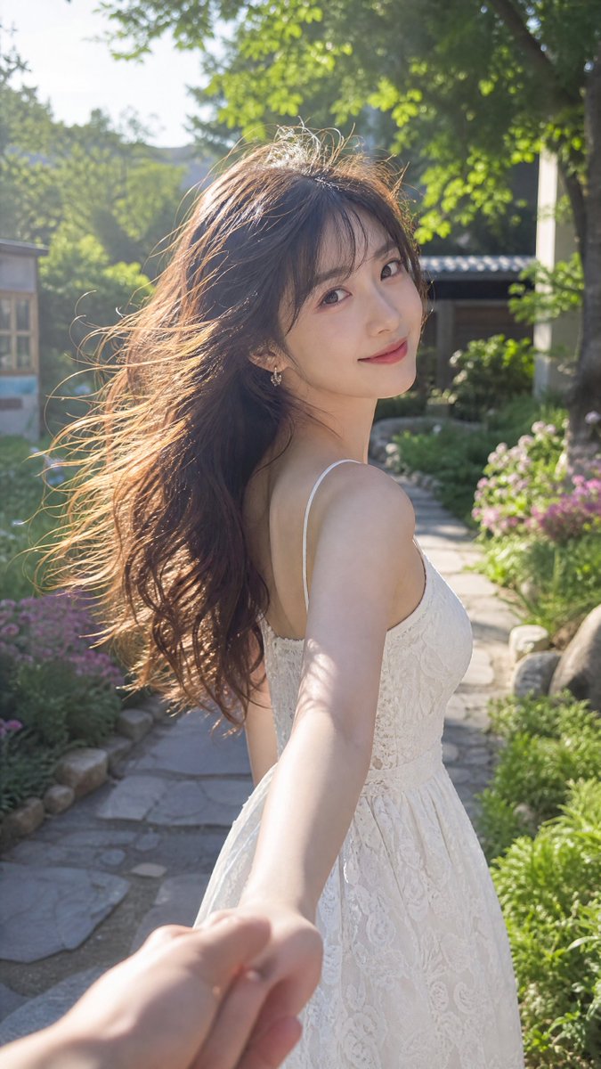 《牵手回眸直拍,女友感写真》通用提示词: