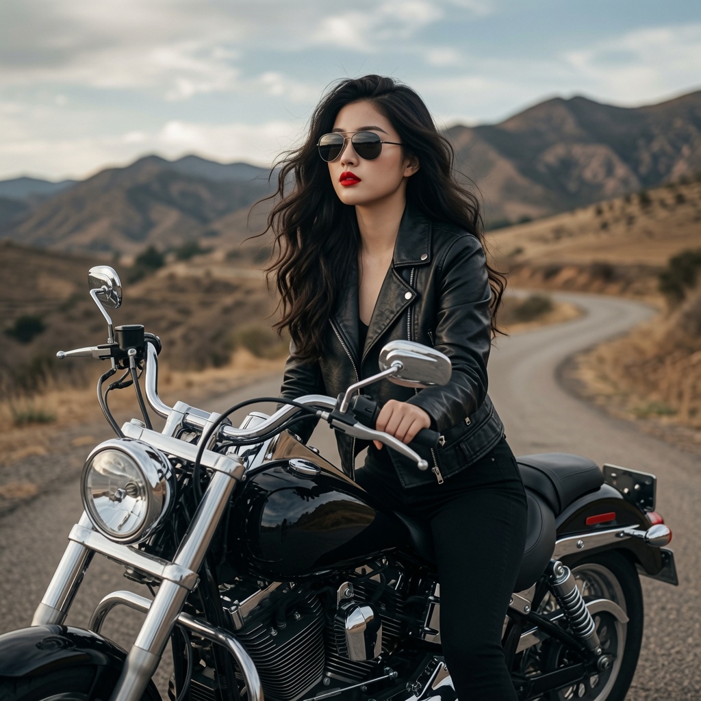 A full-length portrait with a cinematic aesthetic, capturing a confident and
