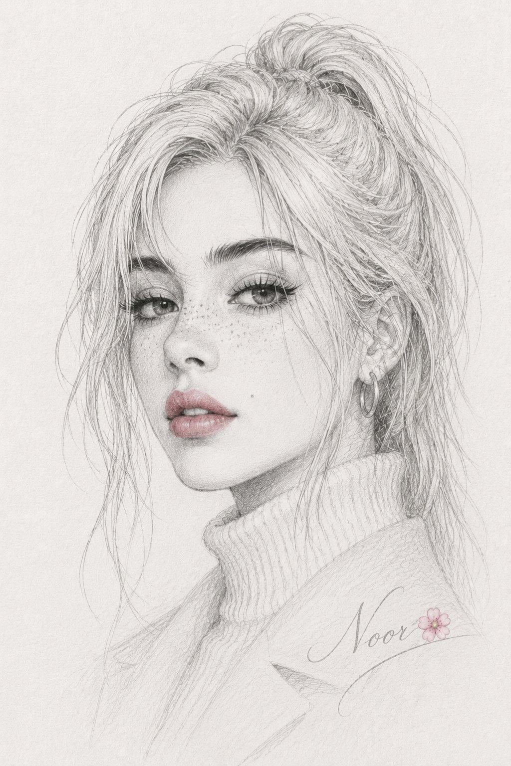 Transform the portrait into the exact graphite pencil sketch style of the