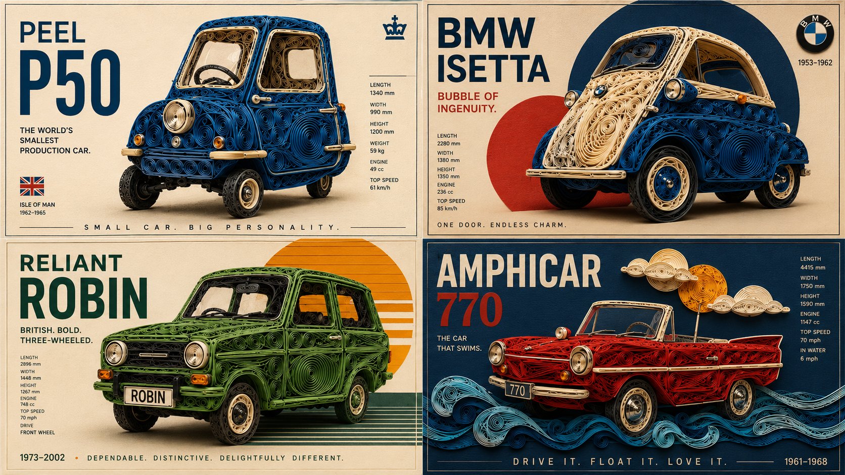 I had a visual on 4 strange classic cars