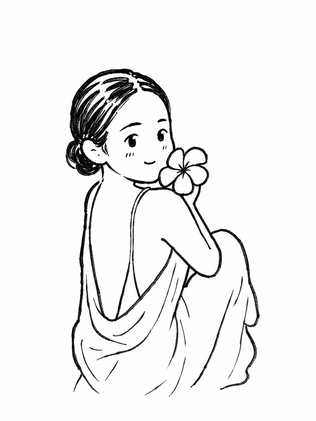 Black and white hand drawn chibi illustration from an uploaded family photo