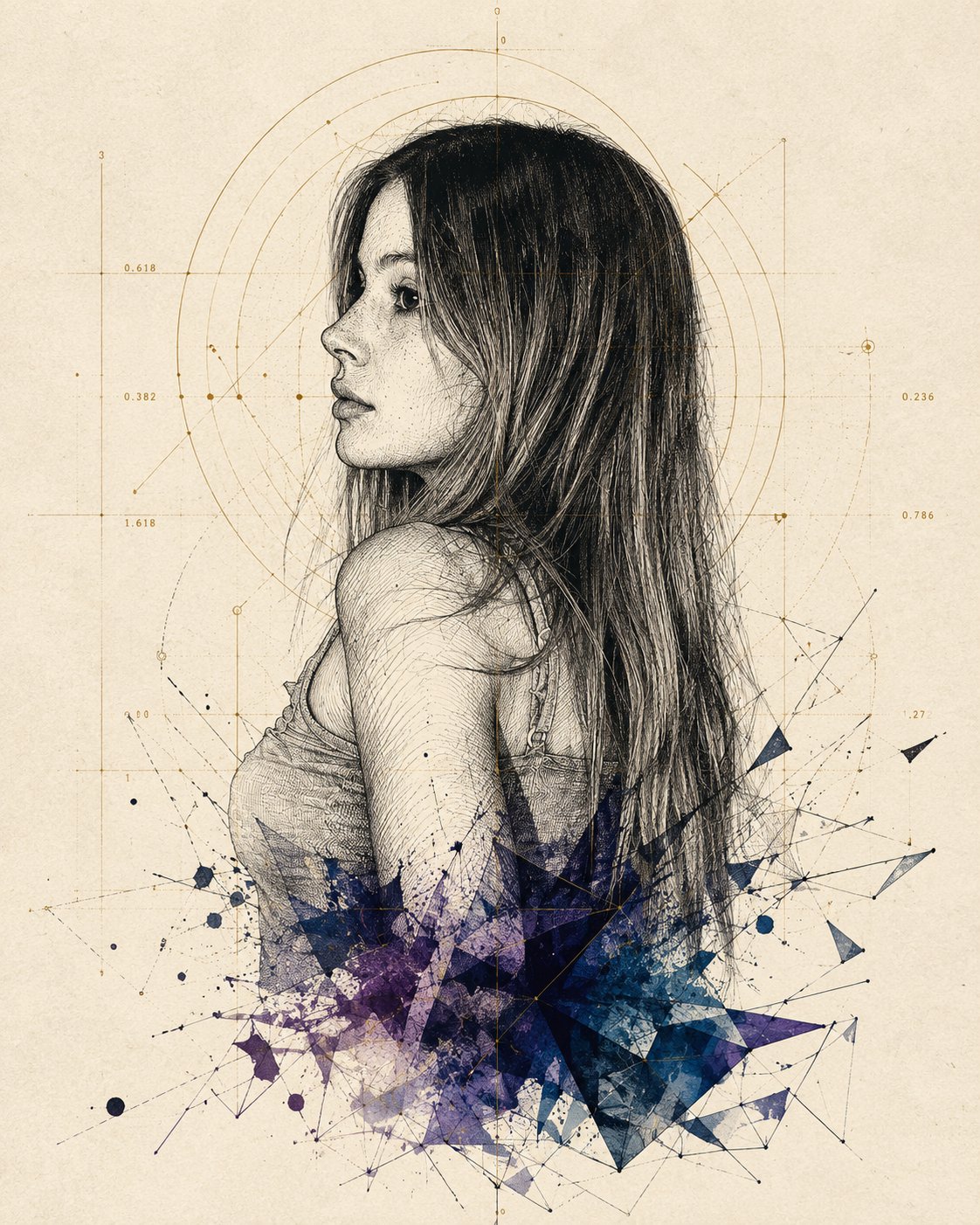 Artistic profile portrait of the model in the attached image