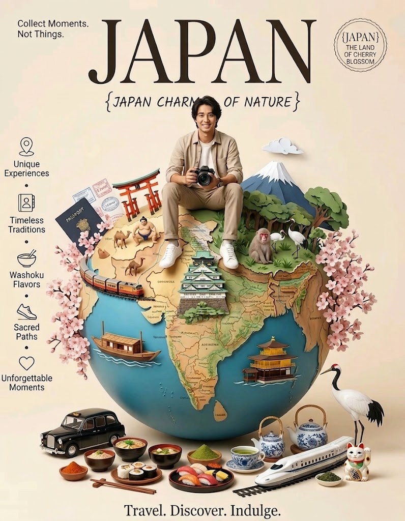 Design a premium vintage-inspired travel poster on a clean cream background