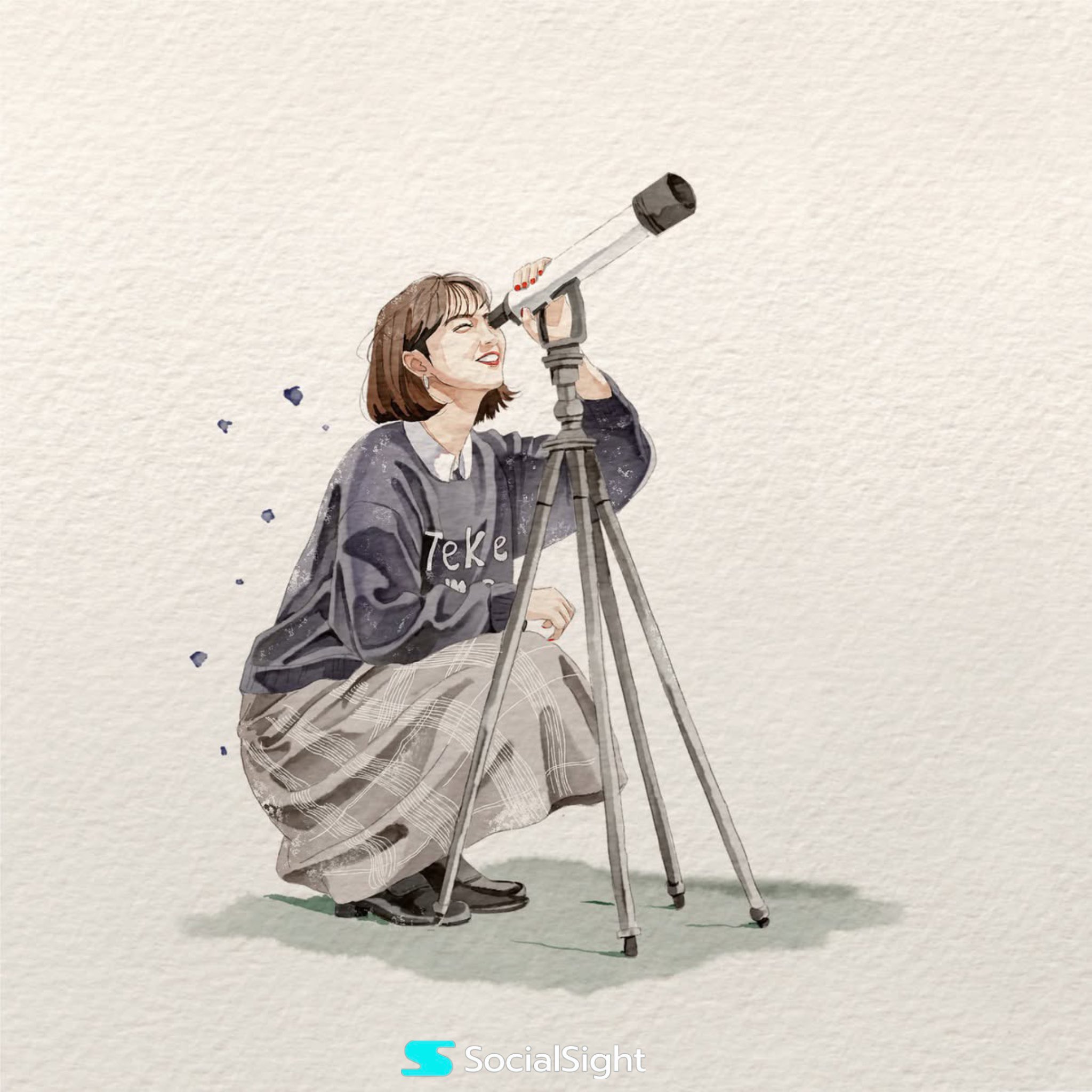 A delicate hand-painted watercolor illustration on textured ivory cotton