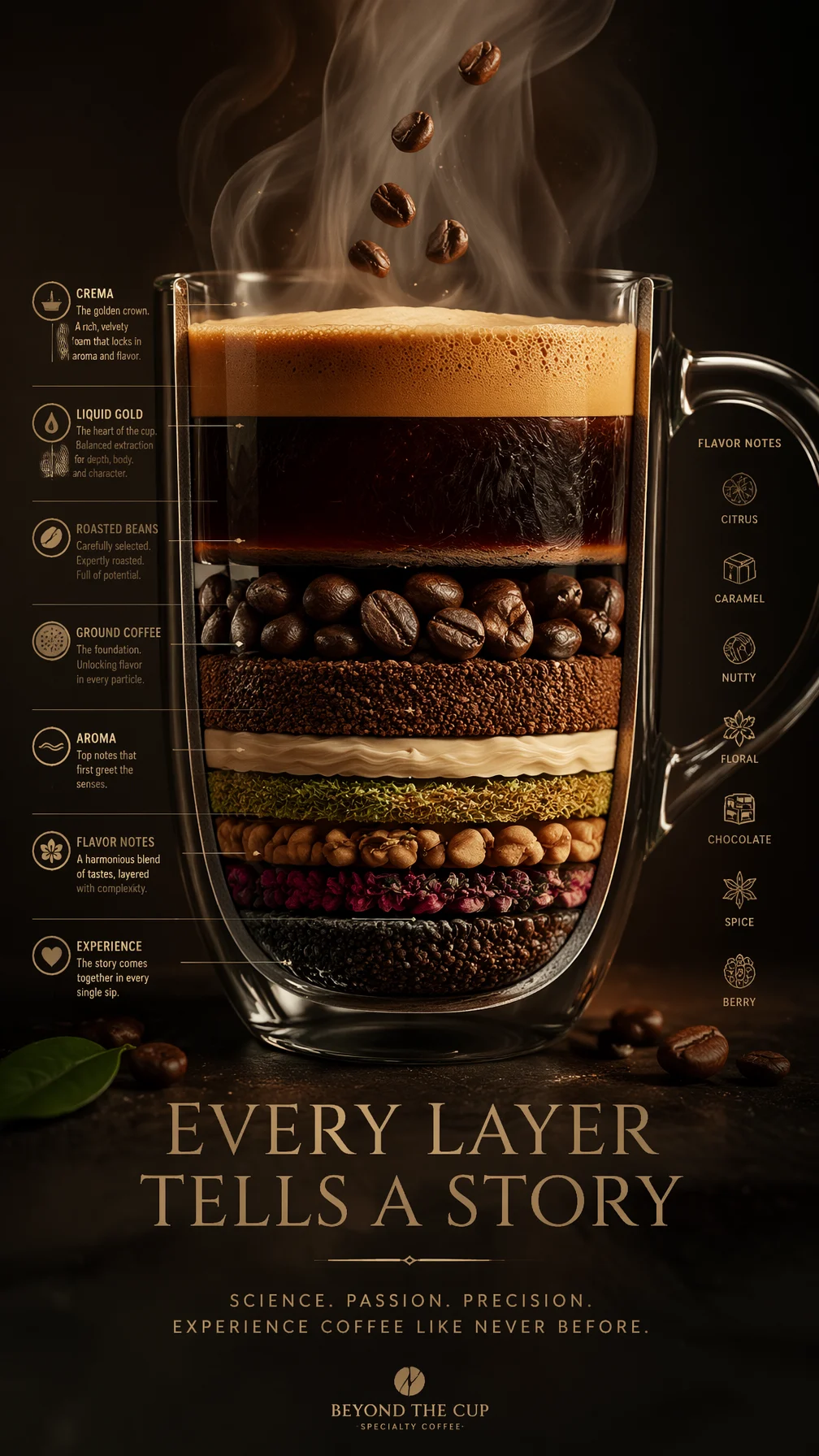 A premium 9:16 coffee advertising poster.Main Subject:A l...