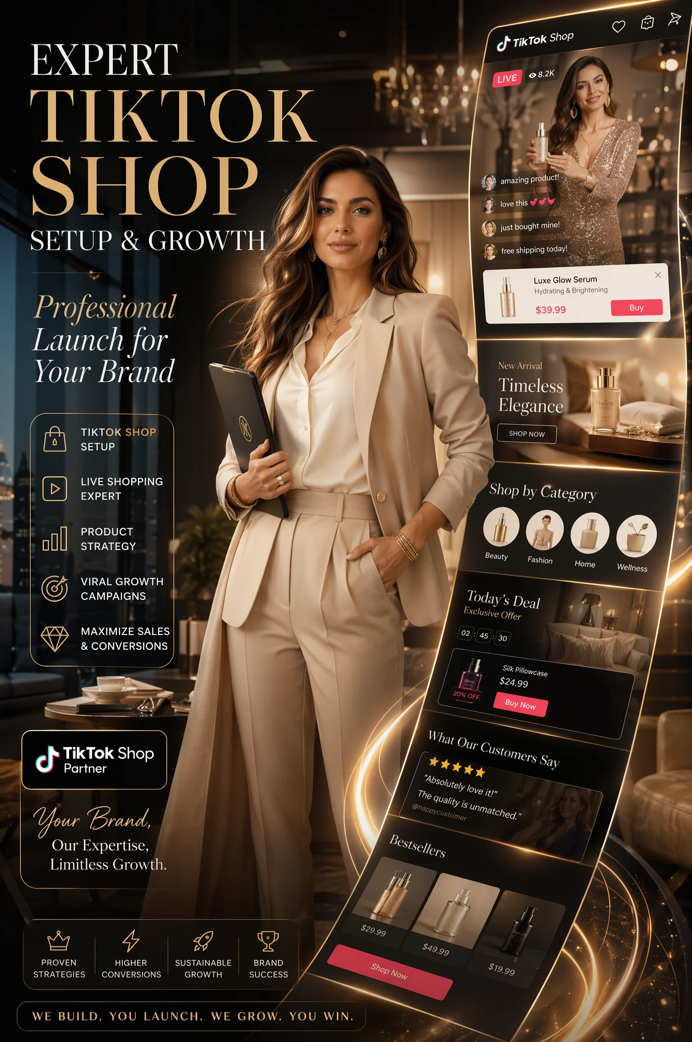 Design a luxurious, detailed masterpiece vertical social ...