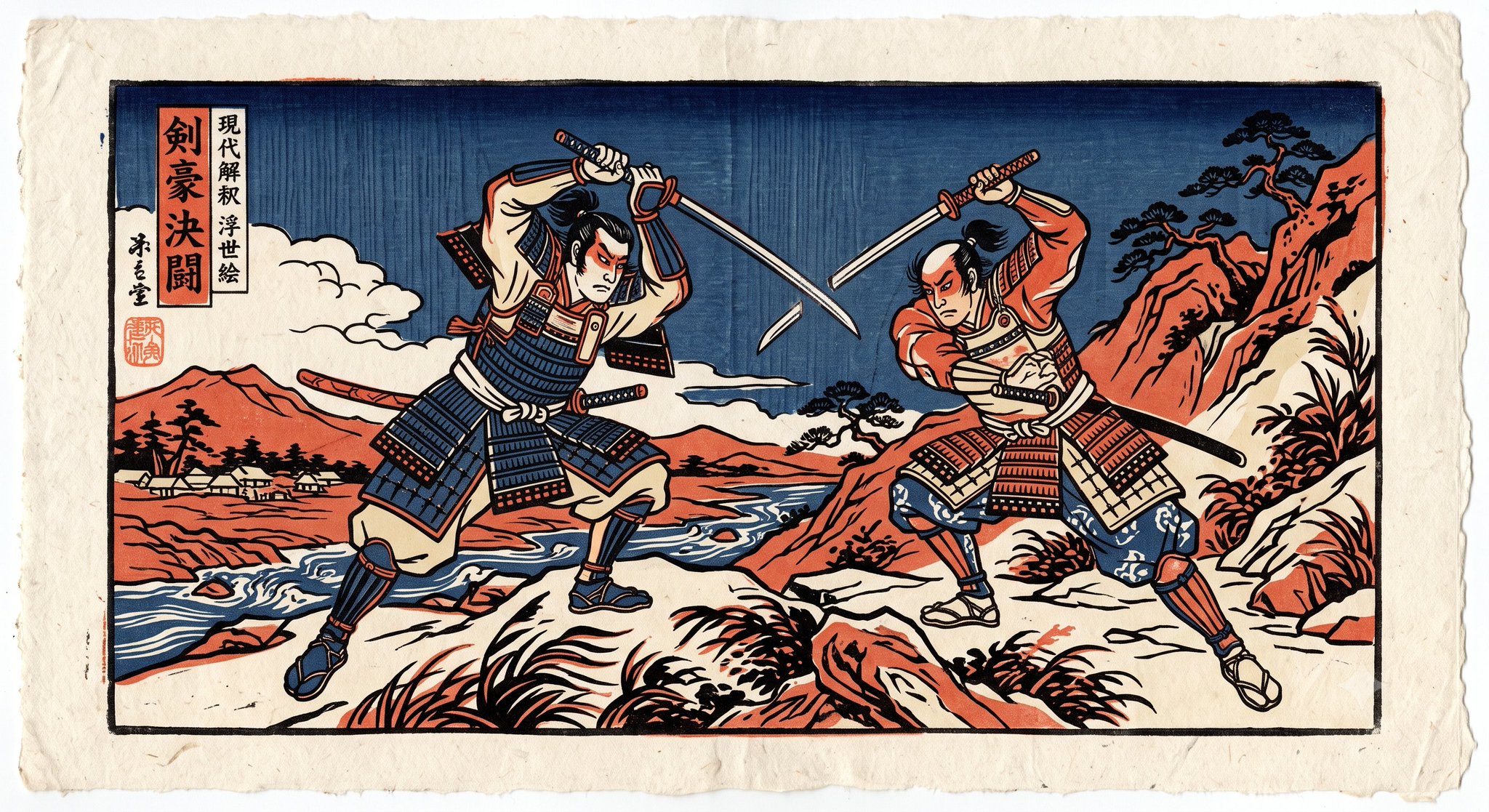 Prompt 1 : Ukiyo-e woodblock print in the style of a modern reinterpretation