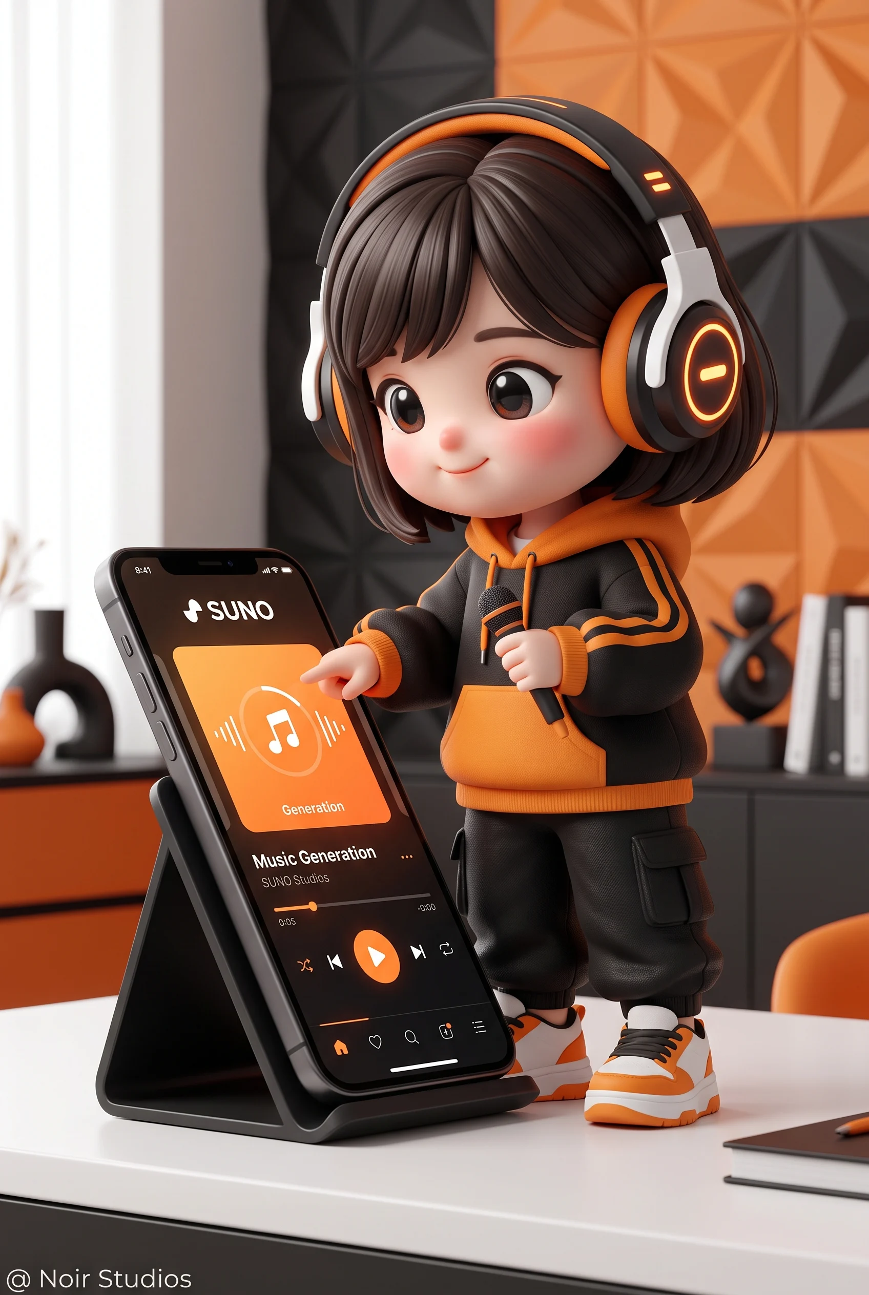 Create a really cute image of a 3D rendered chibi charact...
