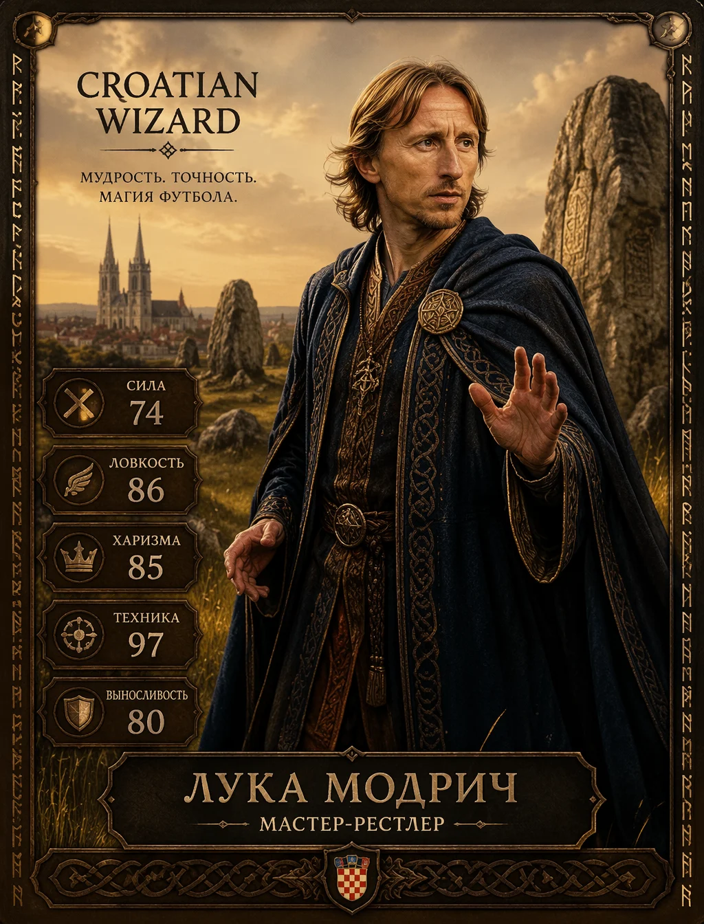 Croatian Wizard — Лука МодричПромпт: Лука Модрич как "Cro...