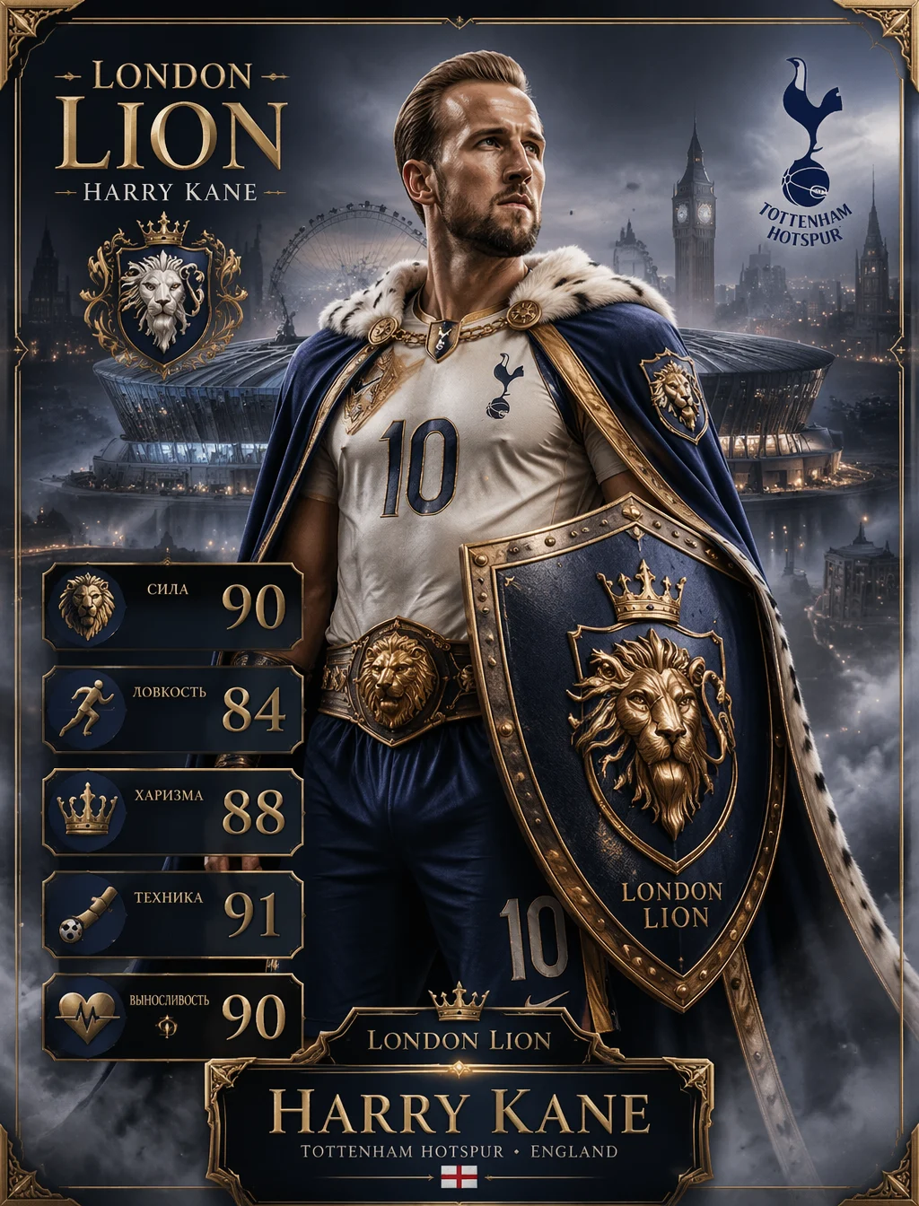 London Lion — Гарри КейнПромпт: Гарри Кейн как "London Li...