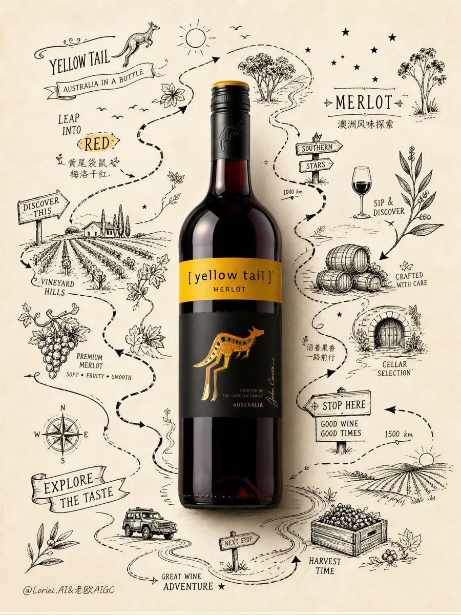 Adventure-Map Red Wine Poster
