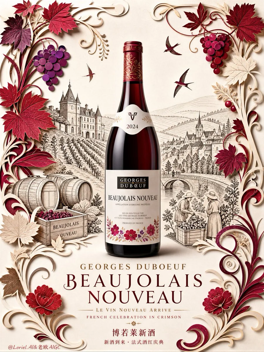Papercut Fruity Red Wine Poster