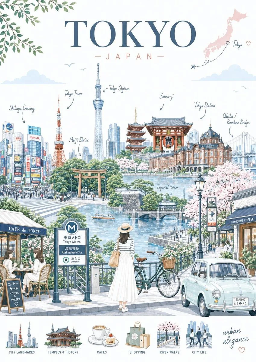 Editorial Vector Japan Cities