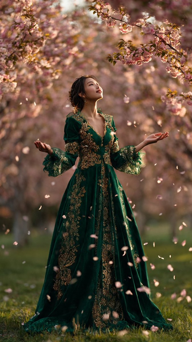 A cinematic, high-fantasy portrait series featuring elegant women adorned in luxurious,...
