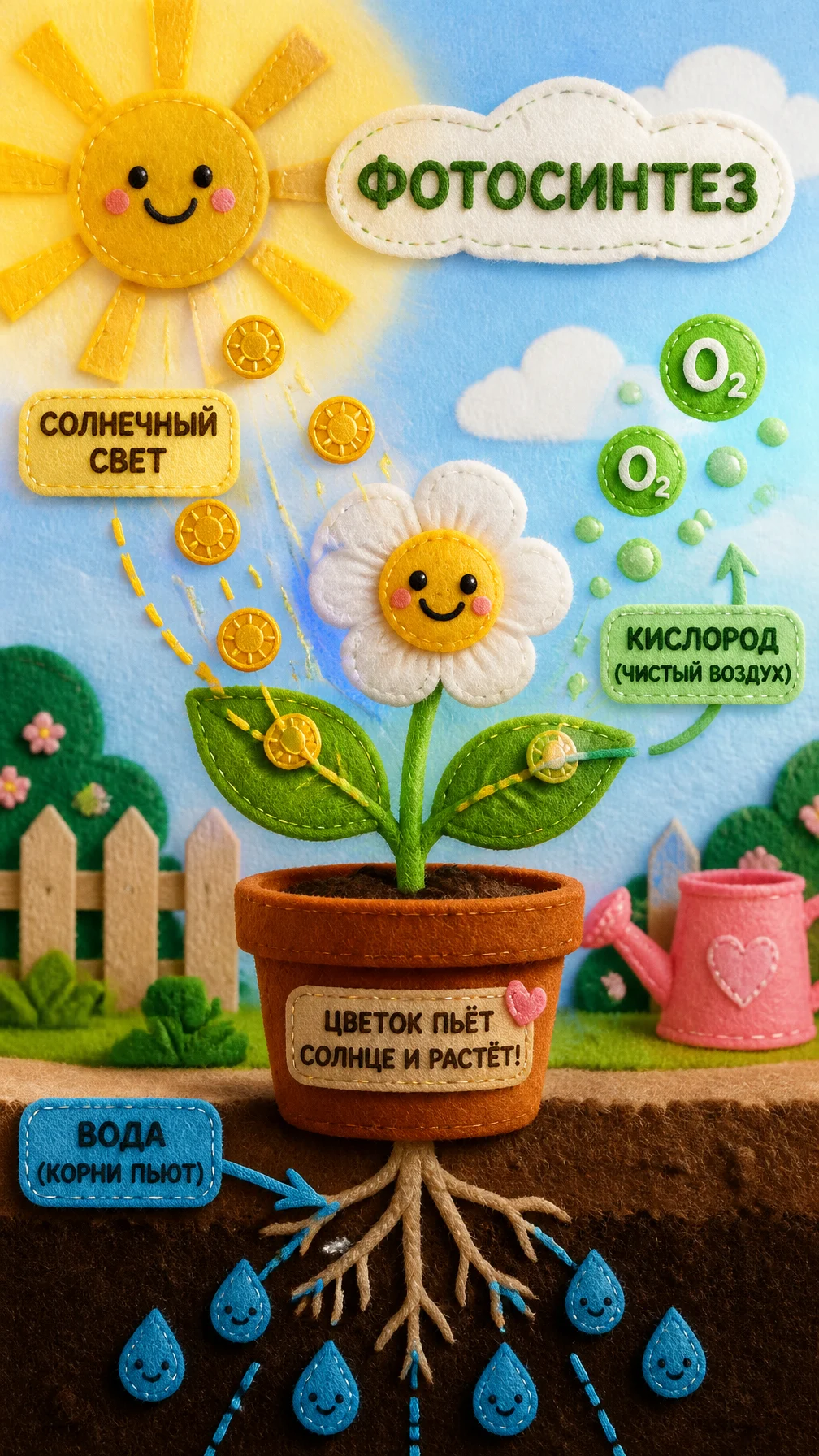 Как цветок пьет солнце (Фотосинтез)Промпт: Простая и волш...