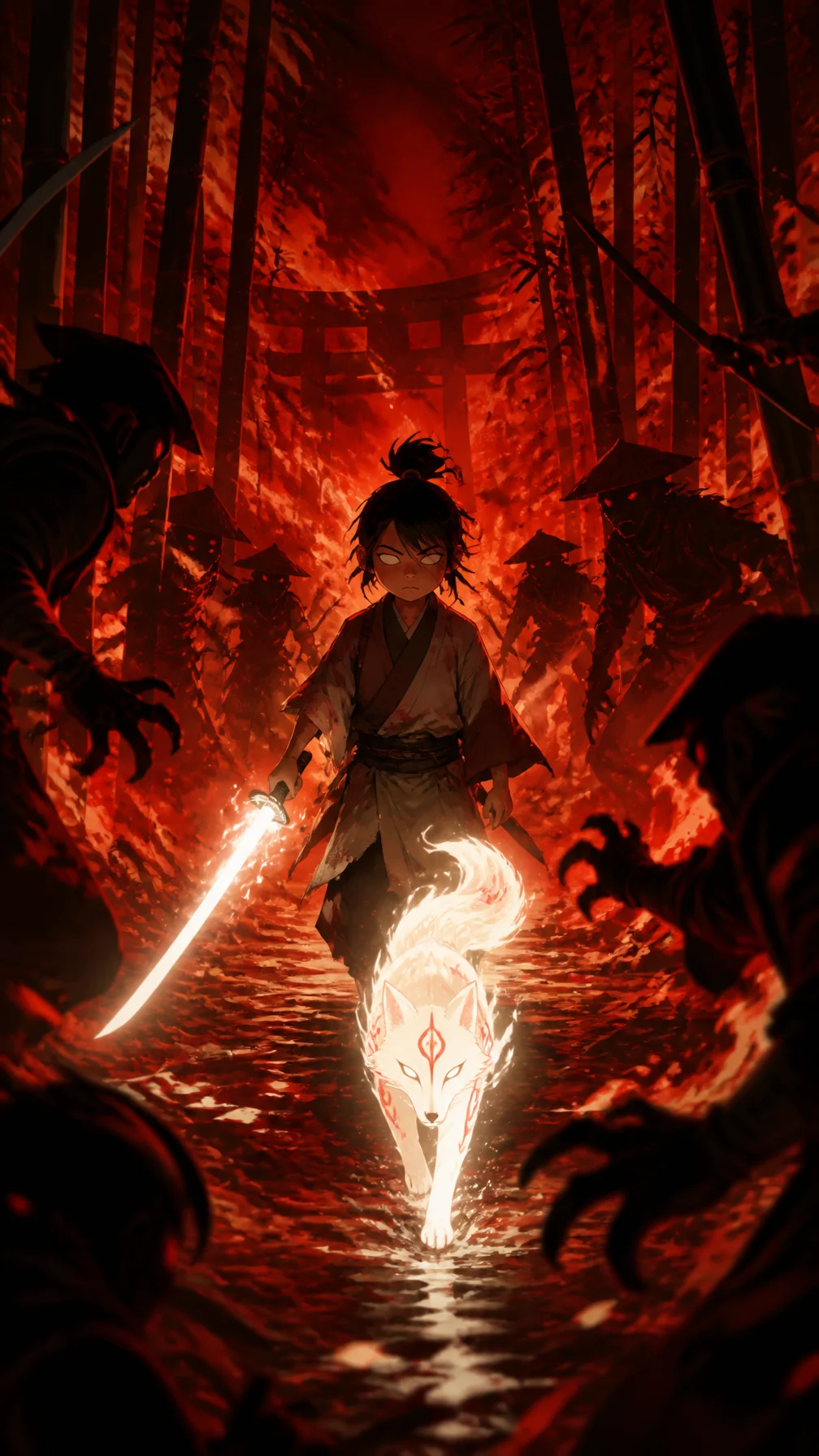 A blind samurai boy follows a glowing spirit fox through ...