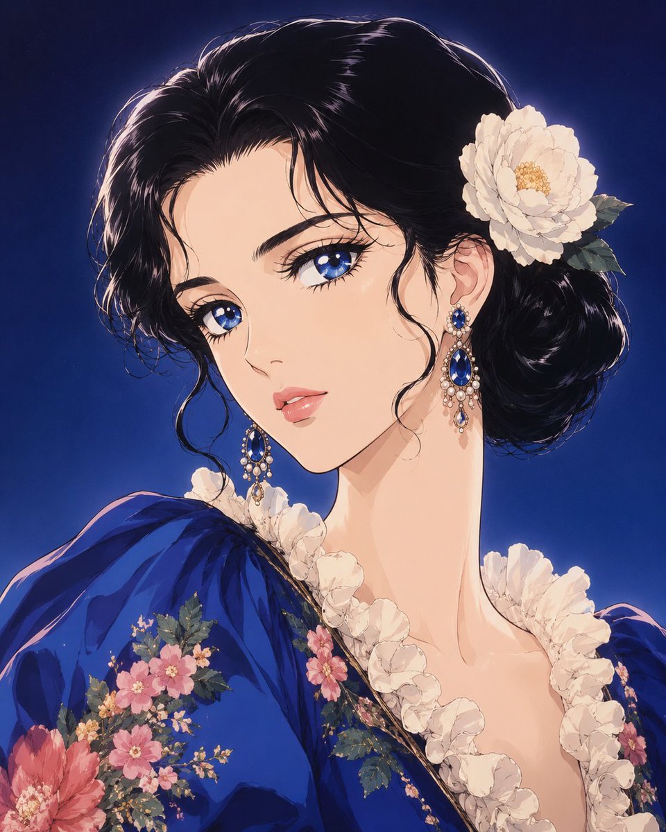 Create an ultra-detailed luxury anime beauty portrait inspired by authentic late-1980s...