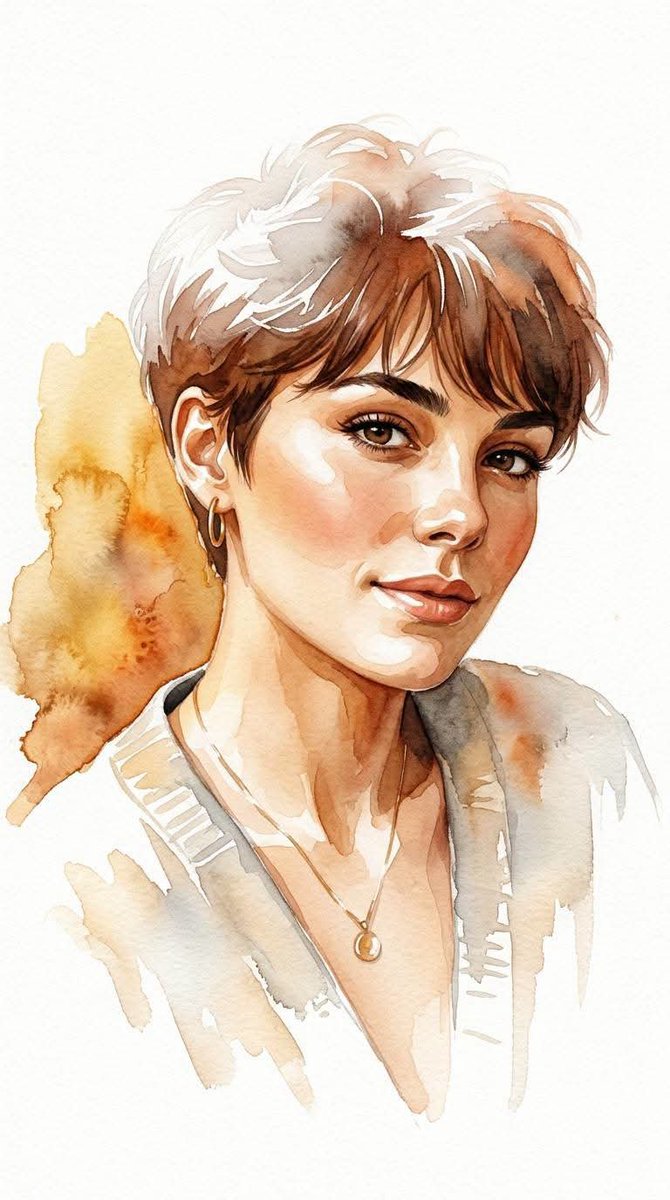 Masterpiece fine-art watercolor portrait style on premium cold-pressed watercolor paper...