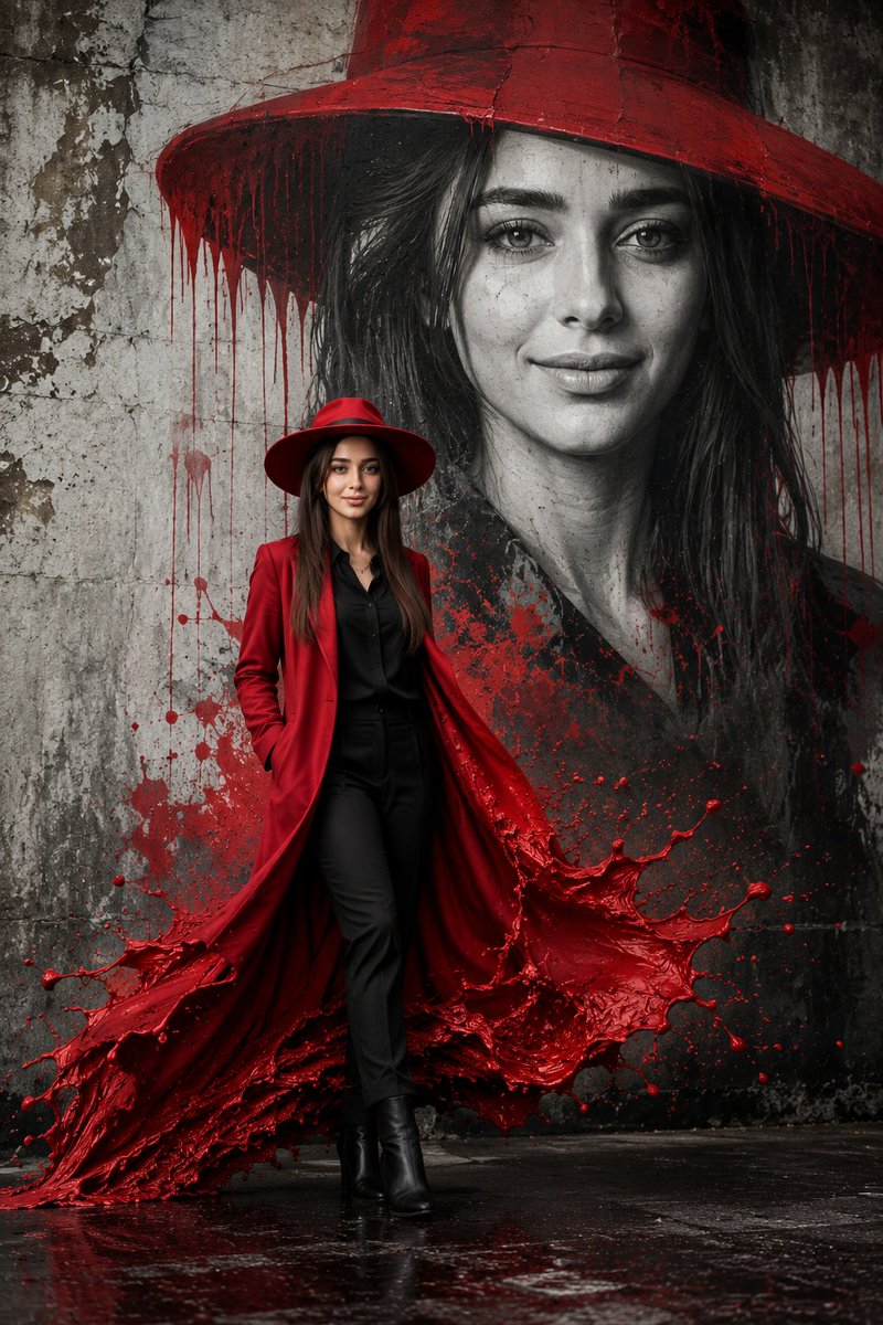 The composition, inspired by street art and imbued with a cinematic and surreal aesthet...