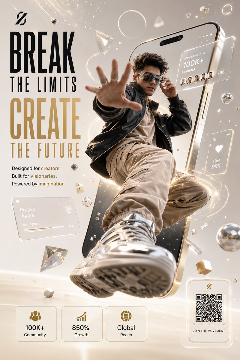 Create an ultra-premium futuristic advertising poster with a luxury editorial aesthetic...
