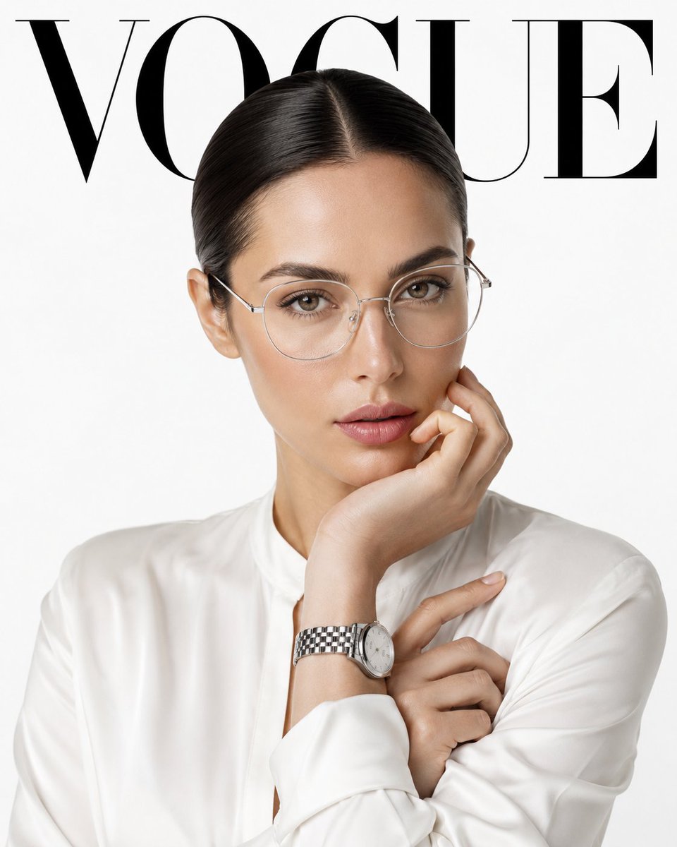 A high-definition, professional fashion editorial photograph of a sophisticated woman w...