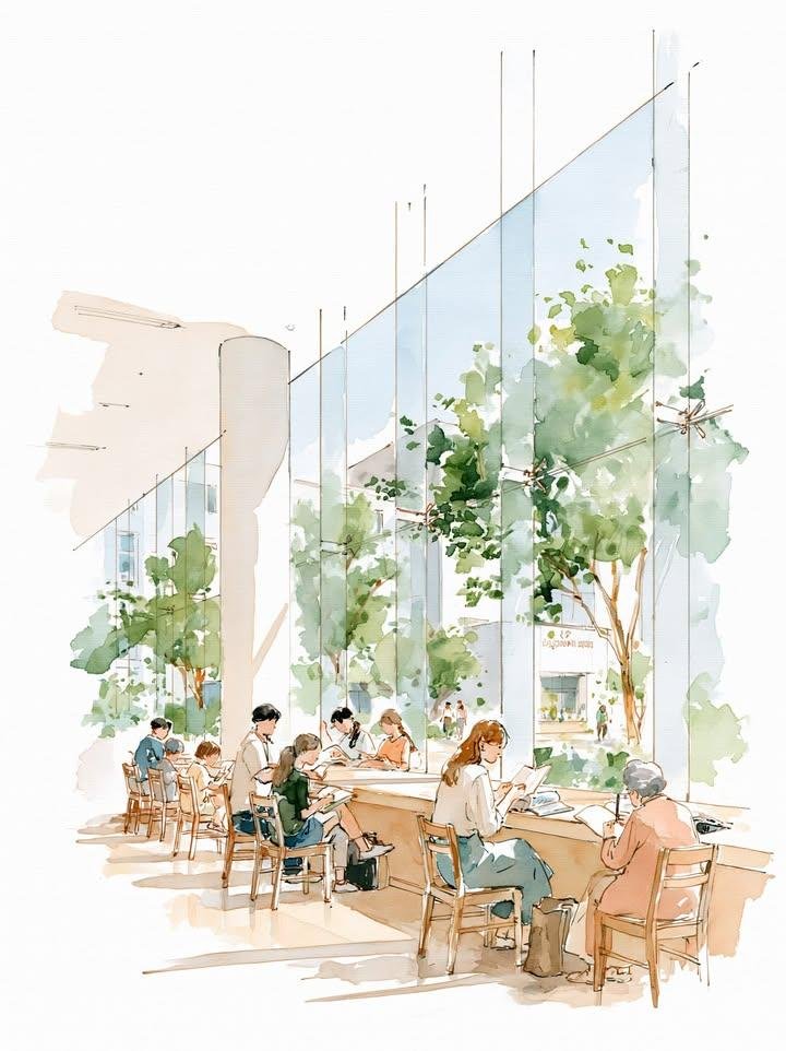A [art style] illustration of a [mood] [indoor/outdoor setting] featuring [main archite...