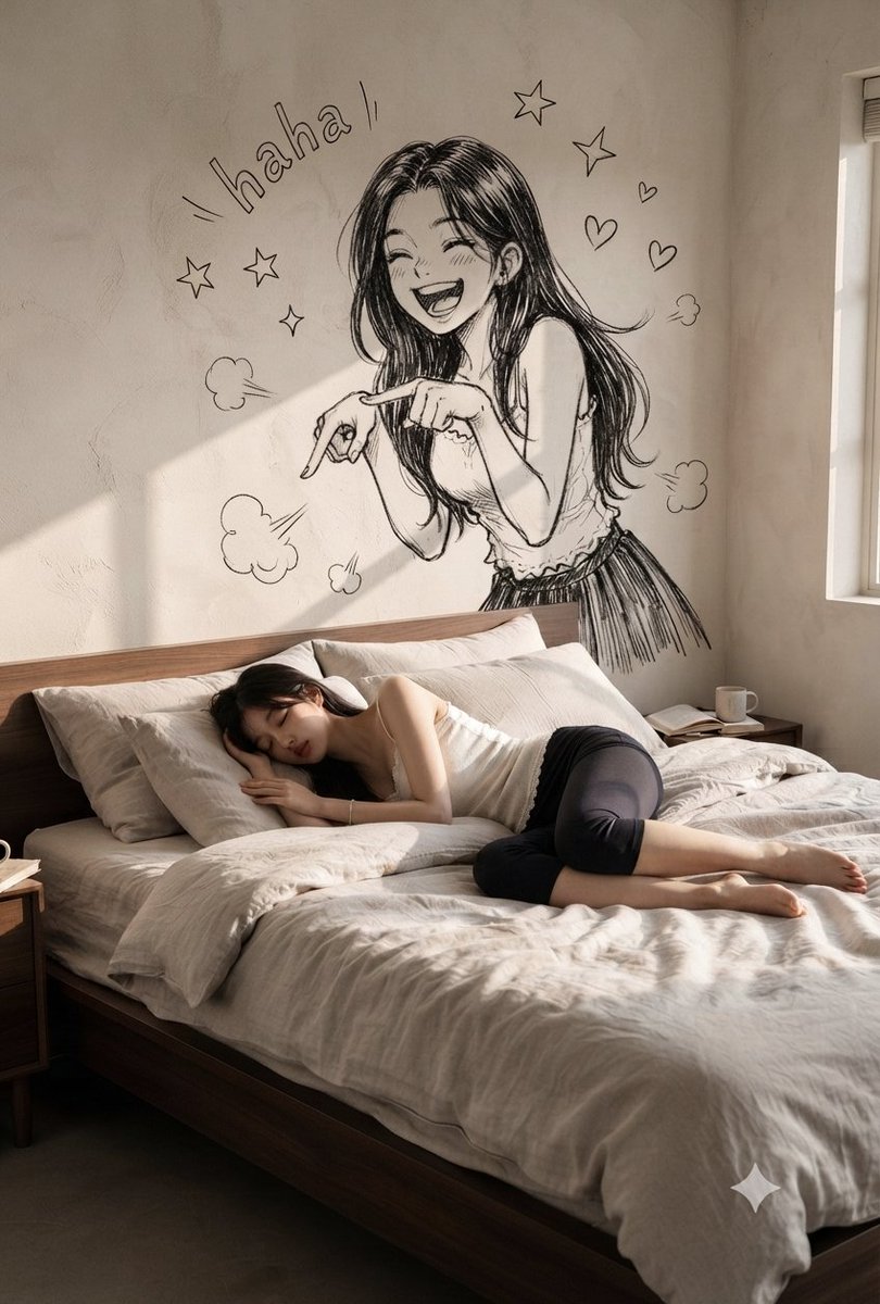A candid, sun-drenched photograph captures a young woman peacefully sleeping on her sid...
