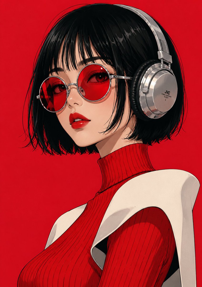 Create an ultra-detailed anime fashion editorial portrait inspired by retro pop art and...