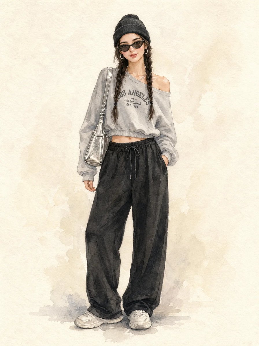 Create a full-body fashion portrait in a soft watercolor illustration style with delica...