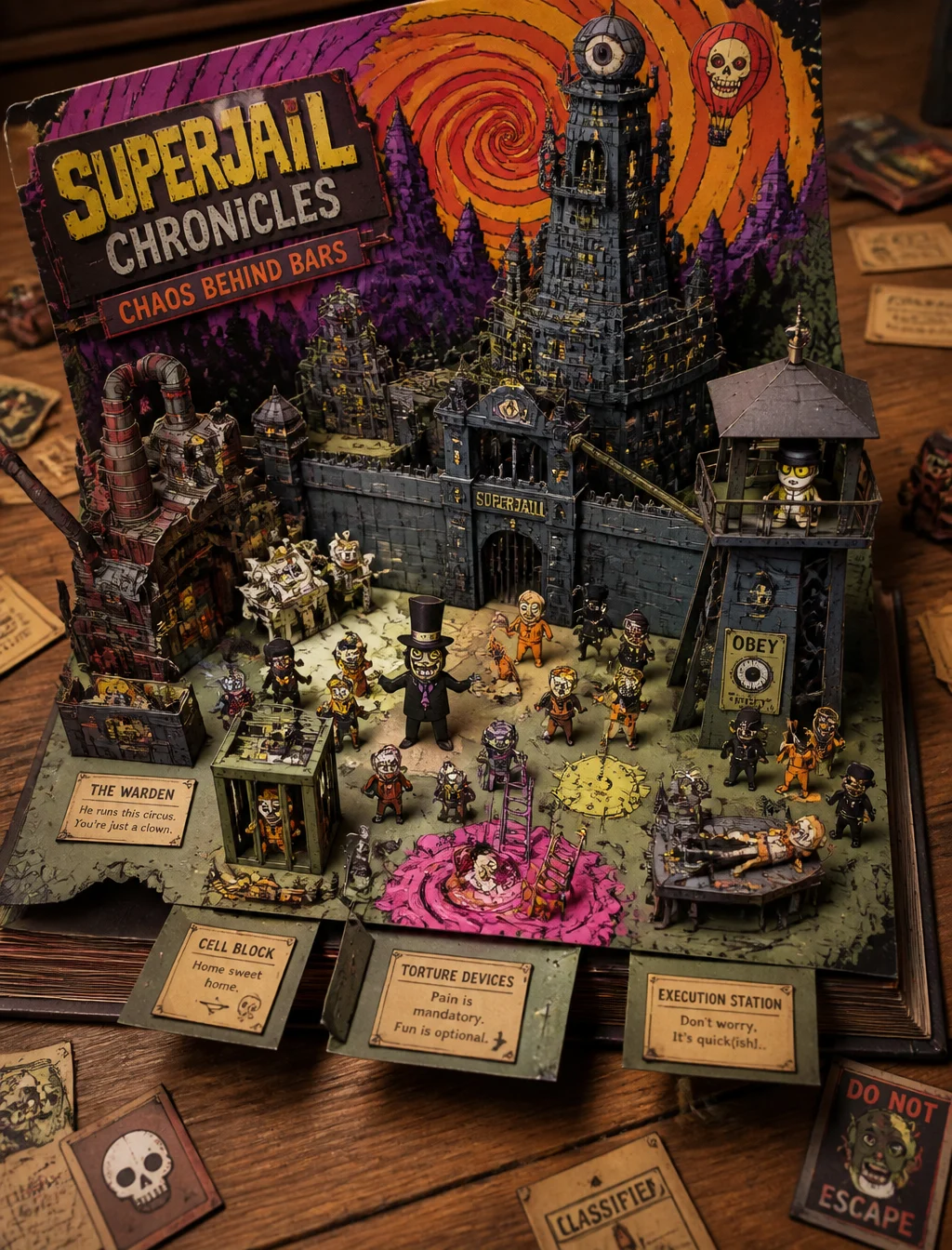 Create a Superjail!-themed 3D pop-up papercraft storybook...
