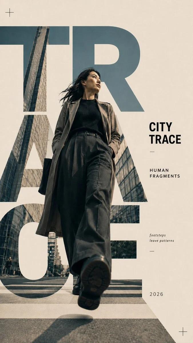 Create a 9:16 editorial typography poster from a single human-centered lifestyle moment.