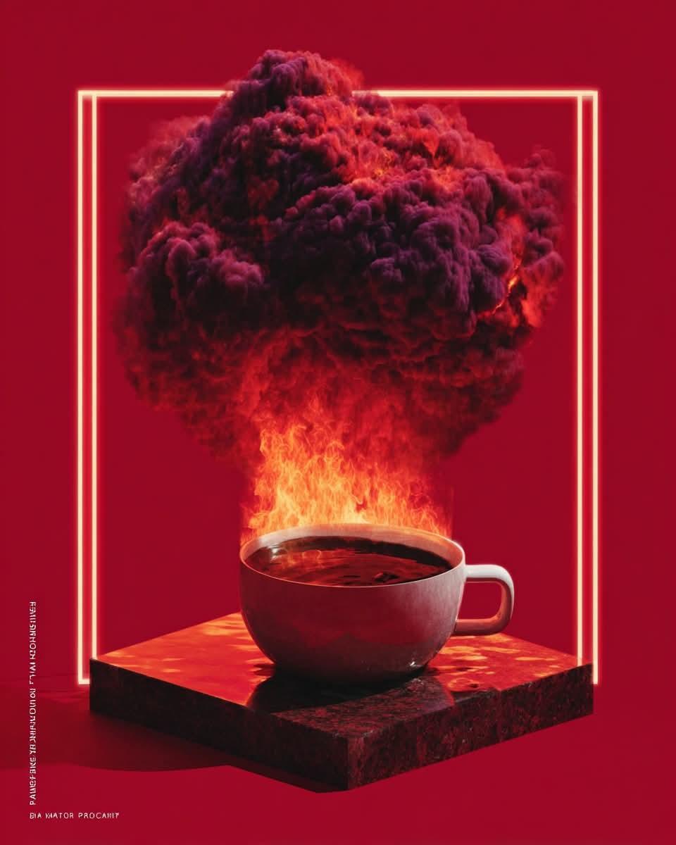 A surreal conceptual composition in monochromatic deep red tones, featuring [MAIN SUBJE...