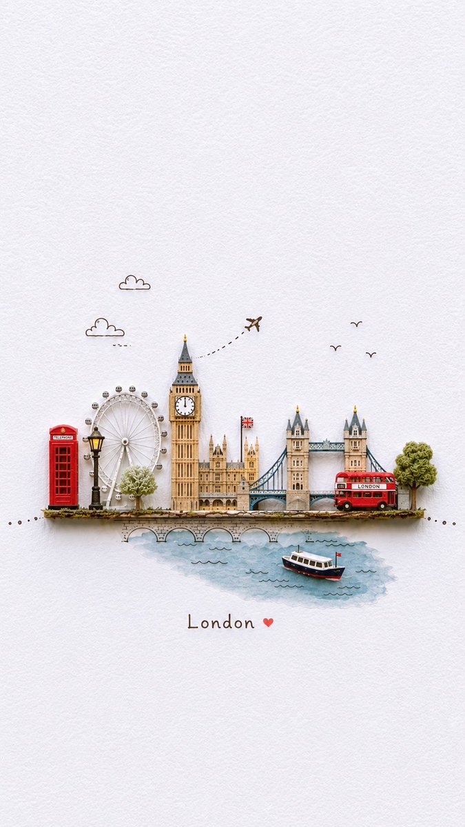 Create a charming miniature 3D paper-craft travel illustration of [DESTINATION], design...