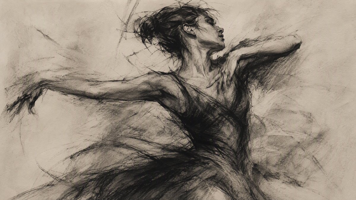 “Expressive charcoal drawing of [SUBJECT], bold gestural strokes, soft smudging, dramat...