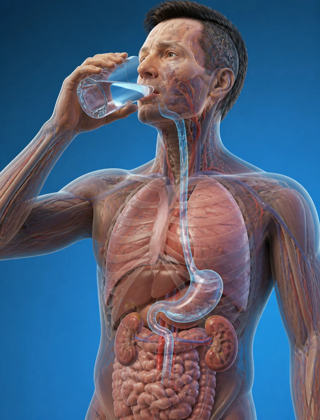 A hyper-realistic 3D-rendered anatomical video of a human...
