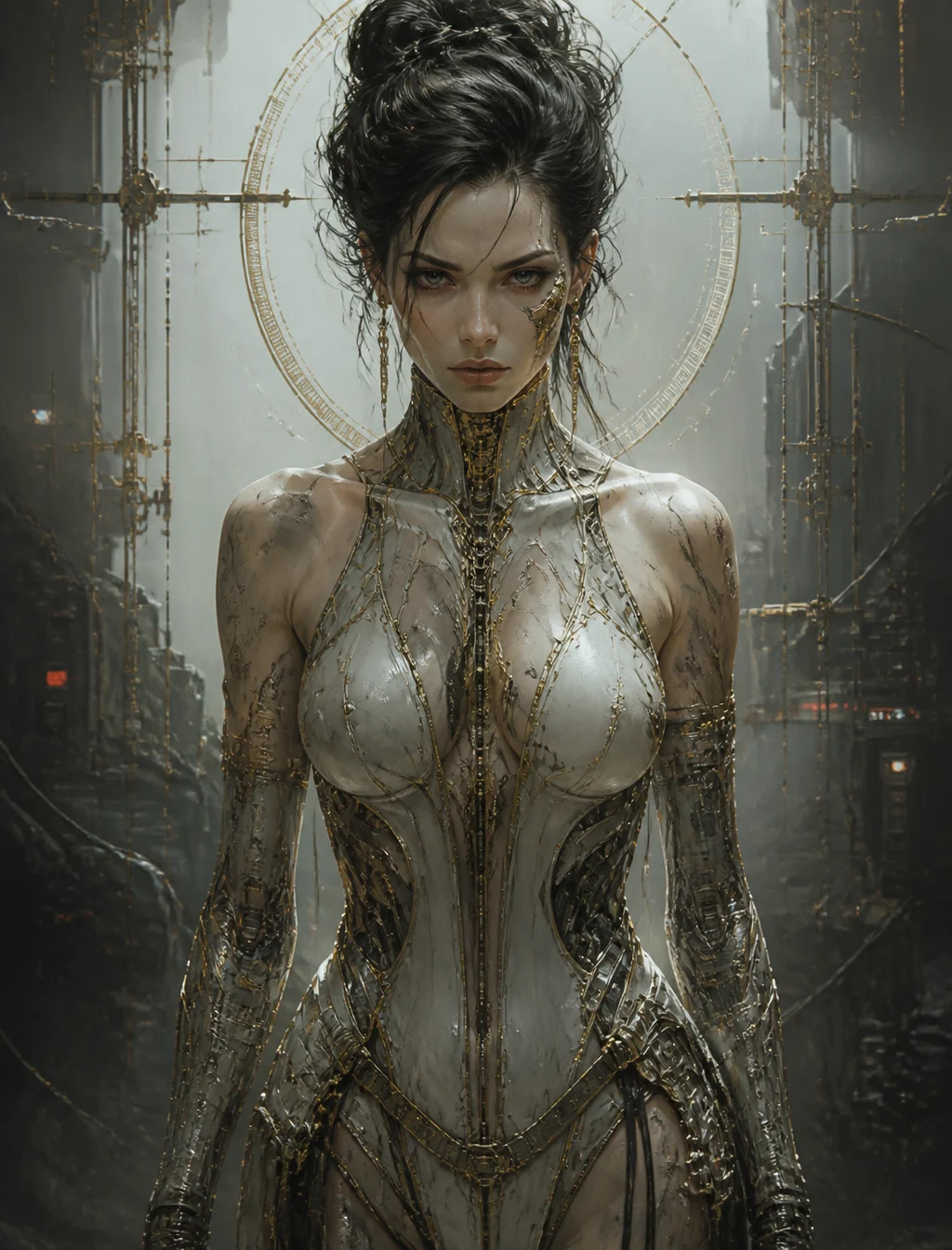 modern by Luis Royo painting, high res, full color painti...