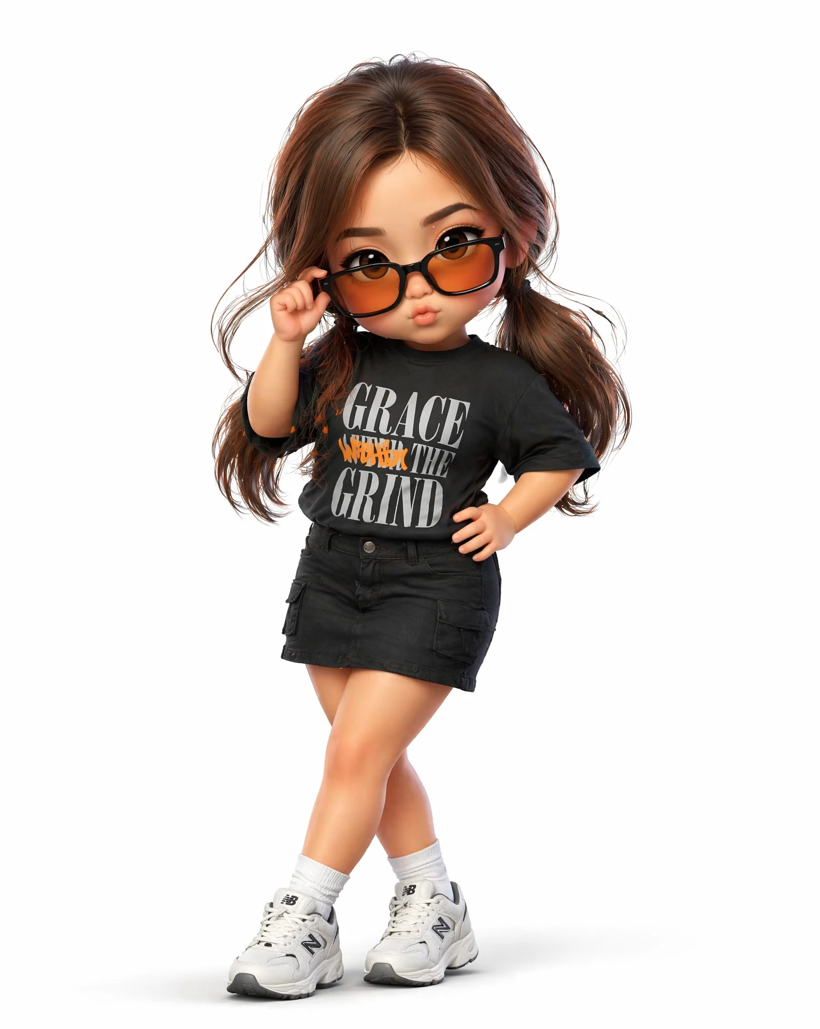 Create a high-quality, cute chibi-style 3D character illu...