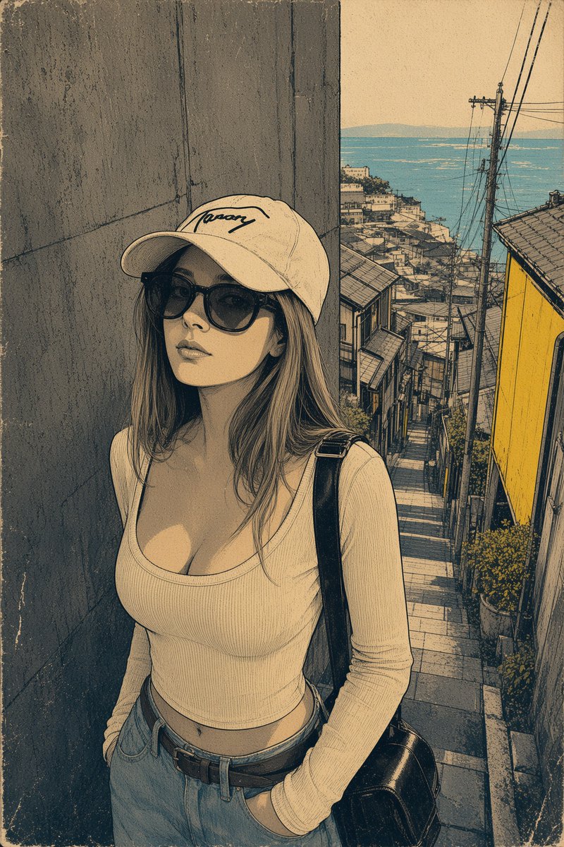 A retro-style illustration with a distressed print texture, evoking the aesthetic of sc...