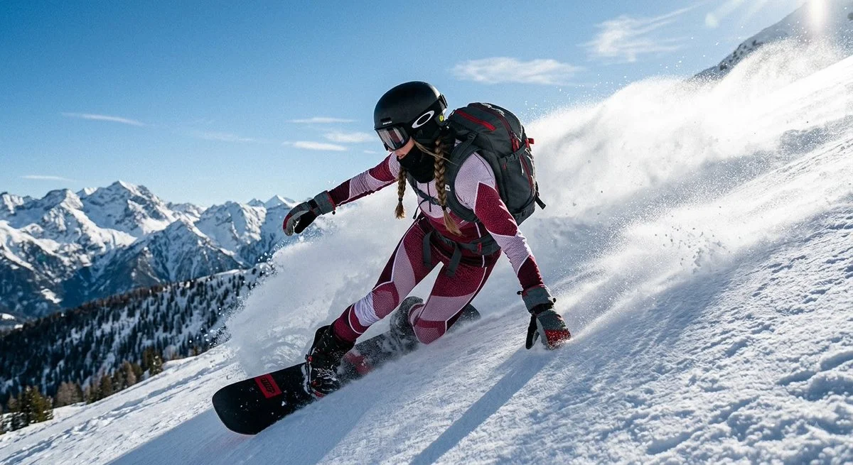 A dynamic action shot of a man snowboarder with a nice ha...