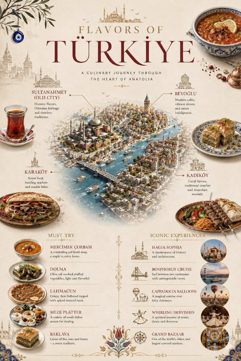 Create a stylish, minimal high-end culinary travel infogr...
