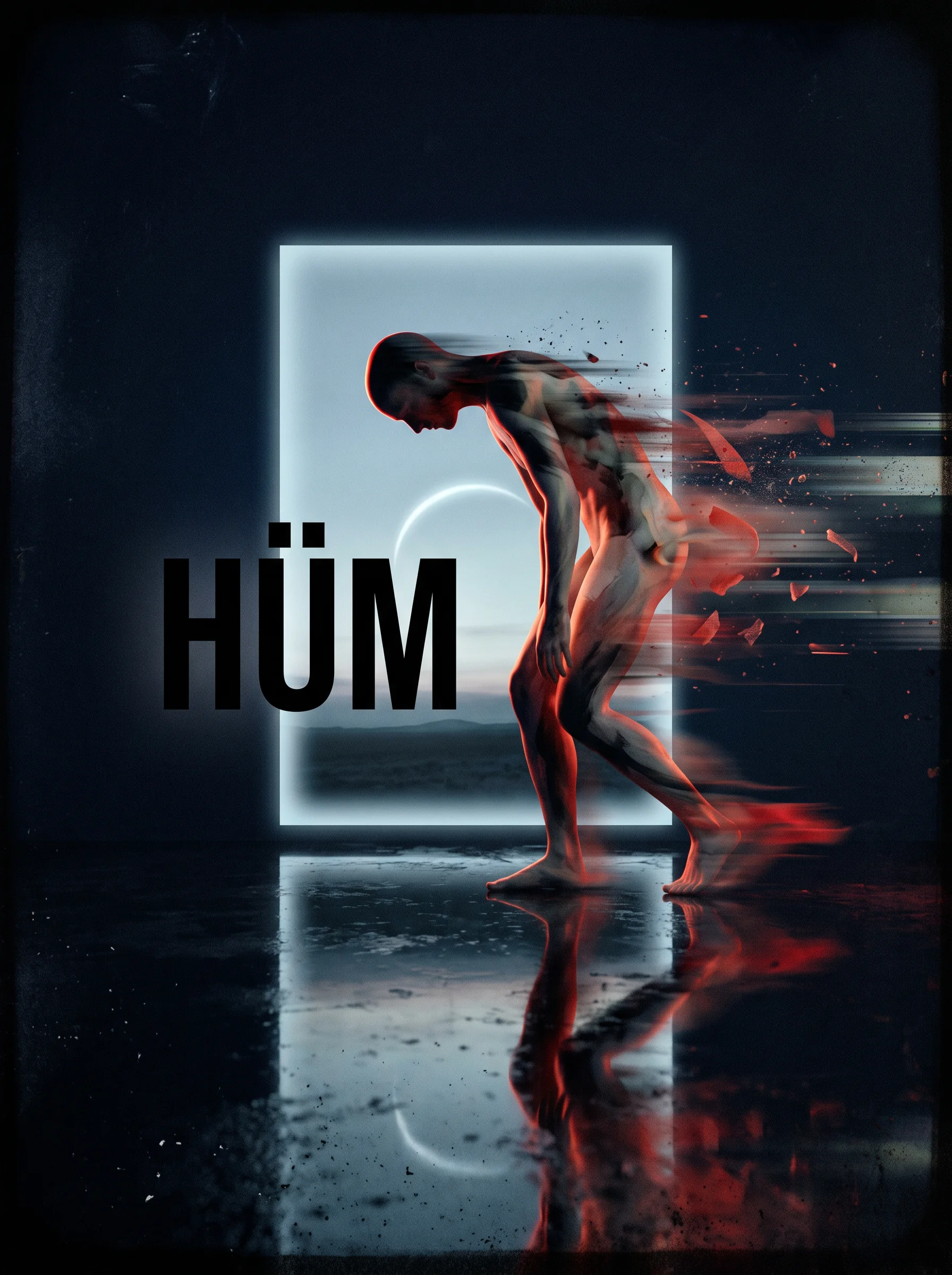 A surreal editorial album-cover composition presents a di...