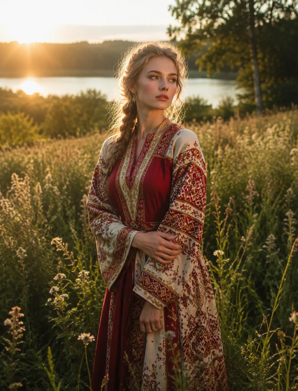 A captivating photograph of a woman adorned in a stunning...