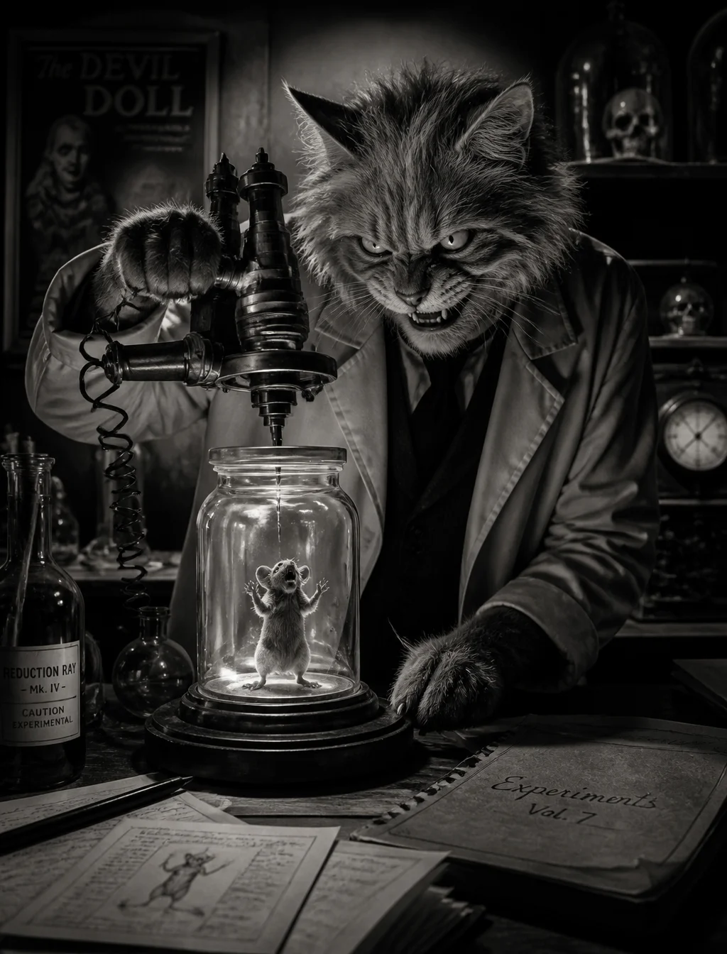 A captivating dark fantasy scene set in a 20th century Go...