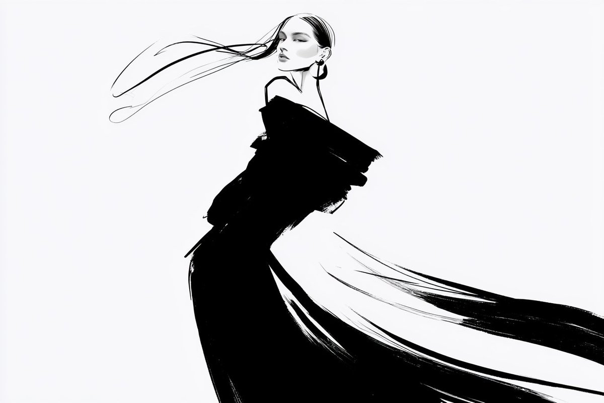 Elegant [subject] interacting with a [object], sophisticated black and white line art,...