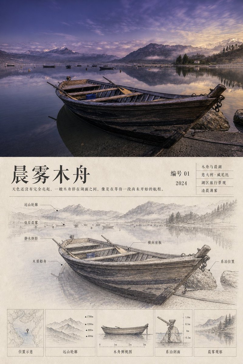 请将我上传的每一张照片分别制作成一张独立的“旅行观察档案”设计海报,不进行多图拼贴,每张照片单独输出。